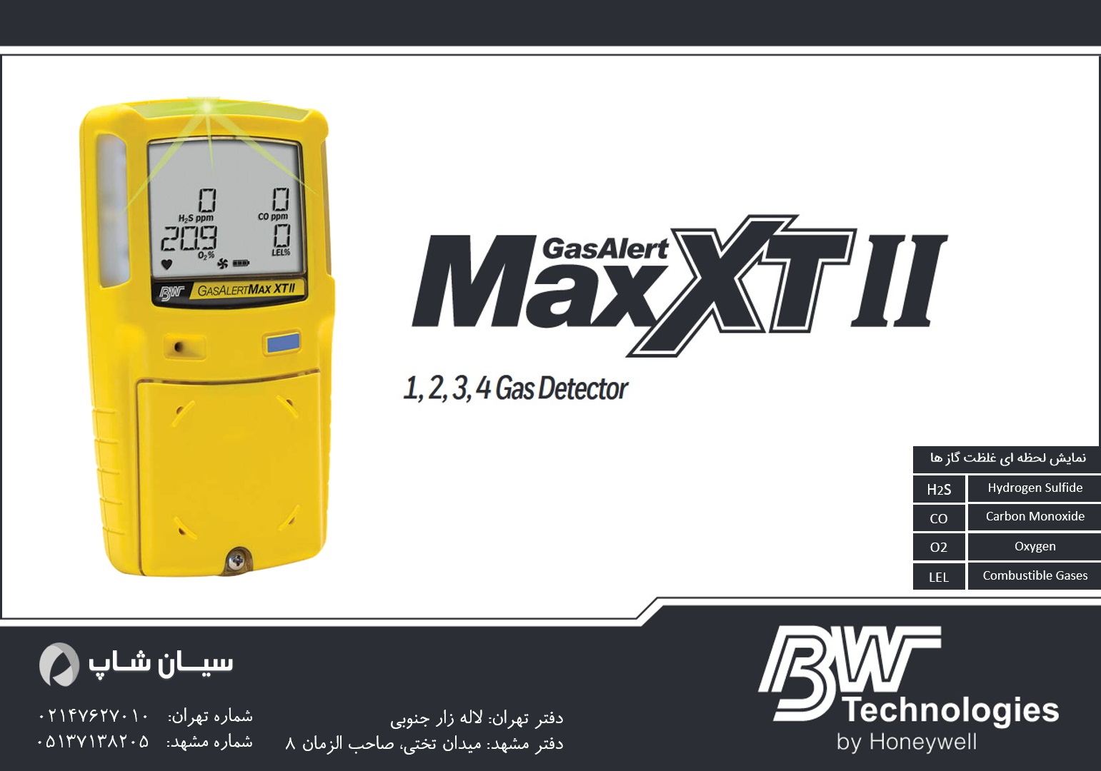 نمایندگی هانیول آمریکا، نشت یاب گاز هوشمند BW مدل Max XT II