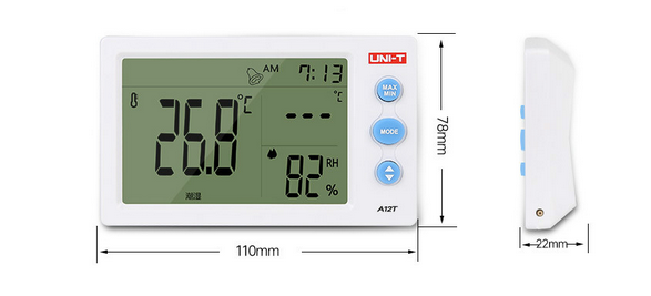 ابعاد ترمومتر و رطوبت سنج یونیتی