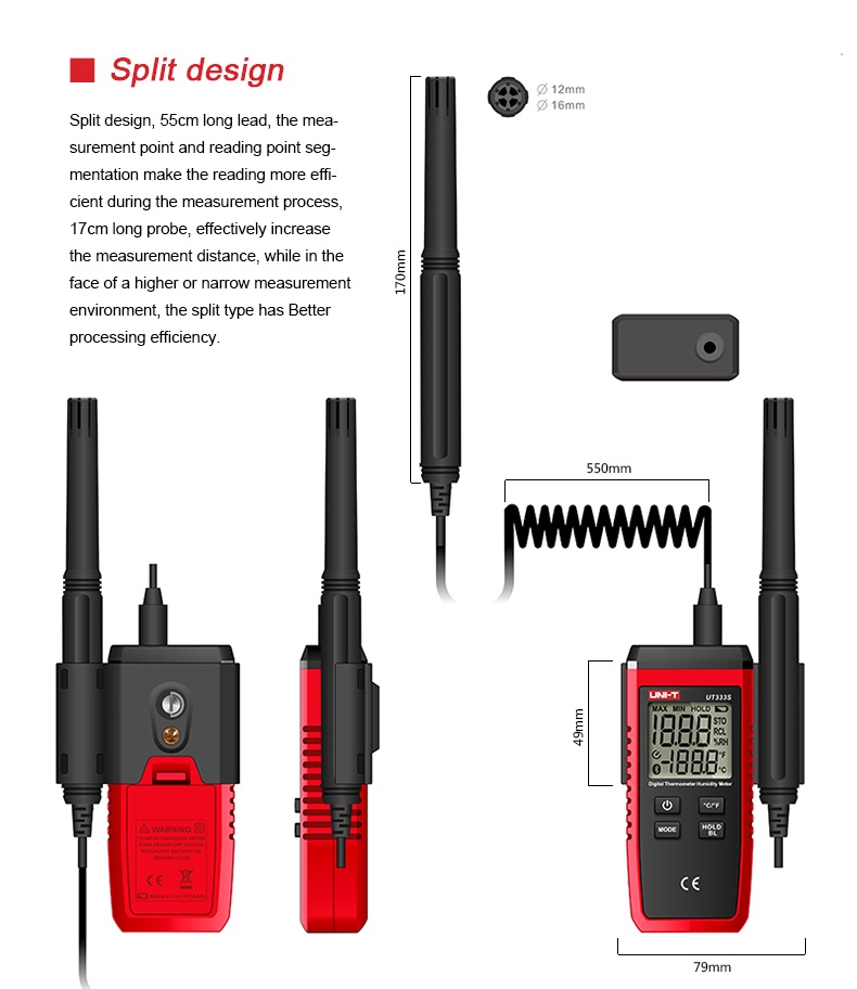 مشخصات فنی، قیمت و خرید دما و رطوبت سنج دیجیتال یونیتی مدل UNI-T UT333S