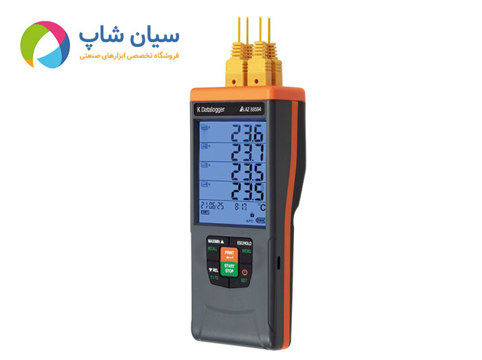 دیتالاگر دما ترموکوپلی تیپ K چهارکاناله AZ88594 | استاندارد GLP